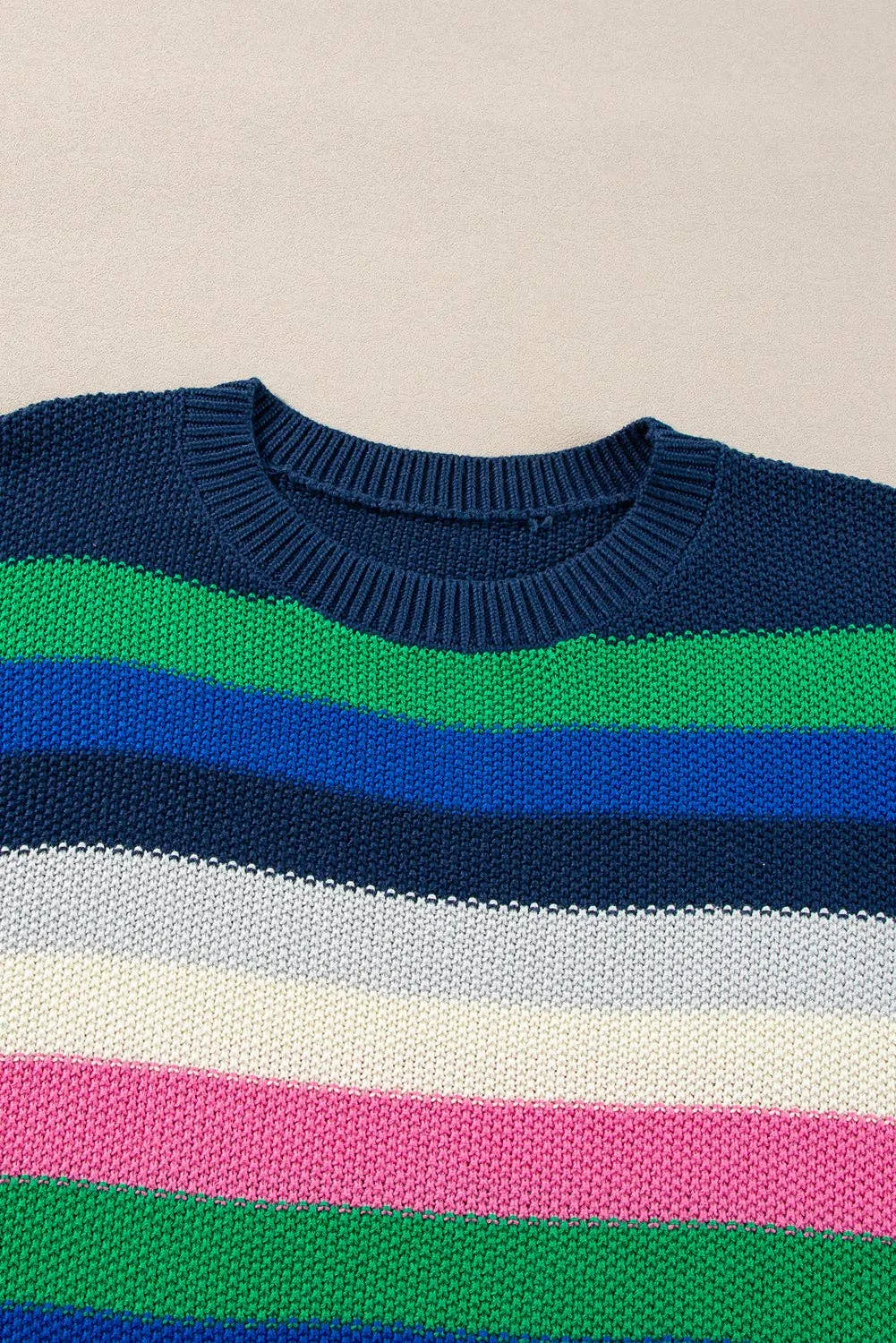 Rainbow Striped Crew Neck Sweater