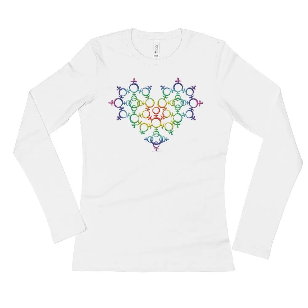 Rainbow Venus Heart Fitted Long Sleeve T-Shirt