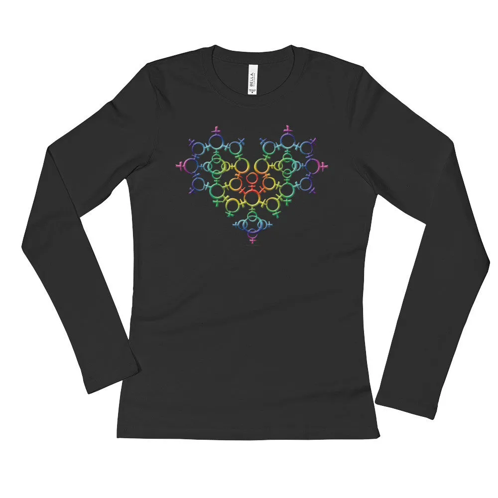 Rainbow Venus Heart Fitted Long Sleeve T-Shirt