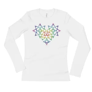 Rainbow Venus Heart Fitted Long Sleeve T-Shirt