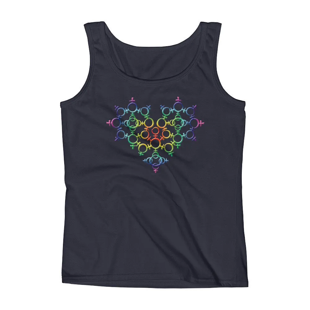 Rainbow Venus Heart Pride Fitted Tank Top