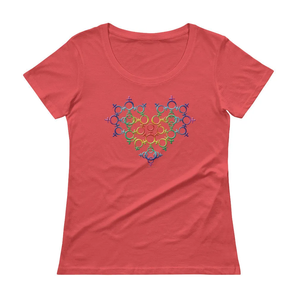 Rainbow Venus Heart Scoop Neck T-Shirt