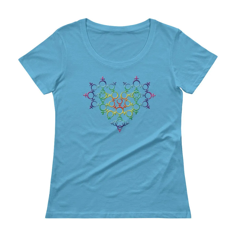 Rainbow Venus Heart Scoop Neck T-Shirt