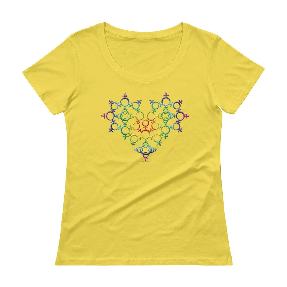 Rainbow Venus Heart Scoop Neck T-Shirt