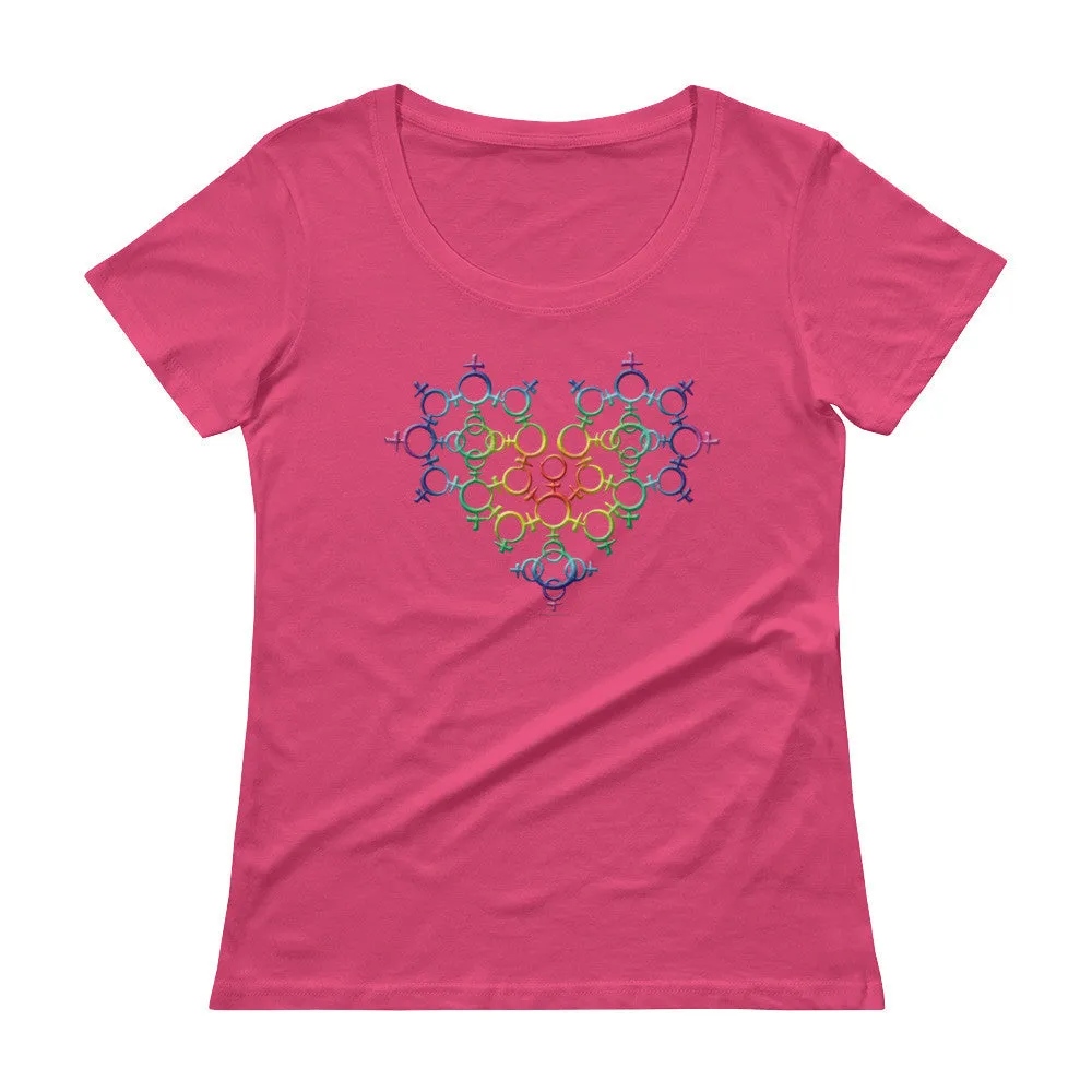 Rainbow Venus Heart Scoop Neck T-Shirt