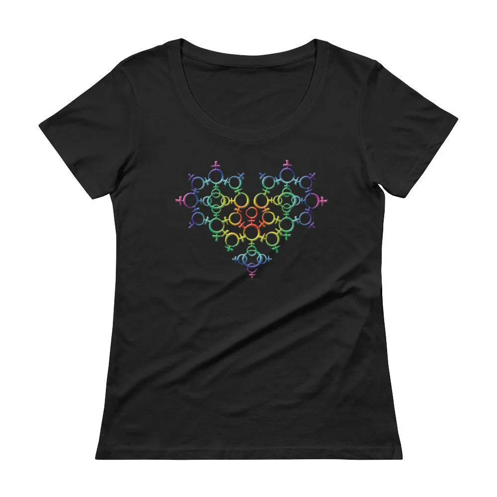 Rainbow Venus Heart Scoop Neck T-Shirt
