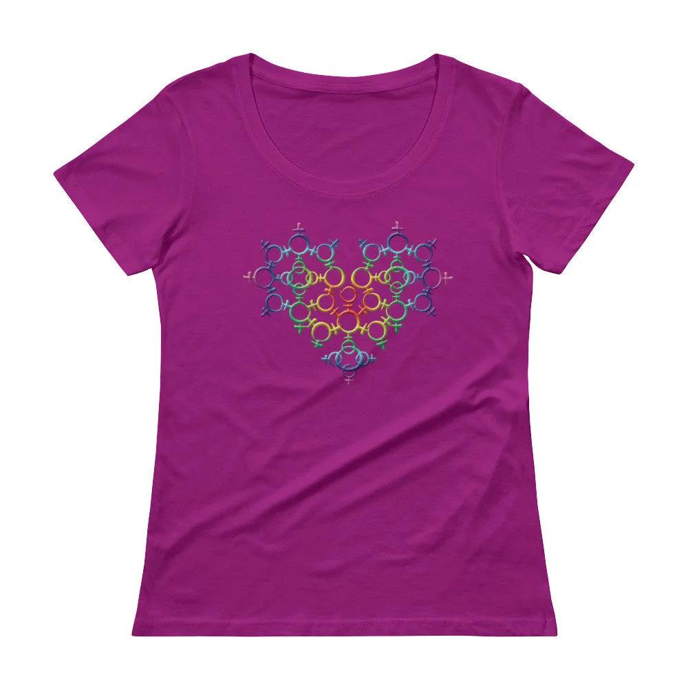 Rainbow Venus Heart Scoop Neck T-Shirt