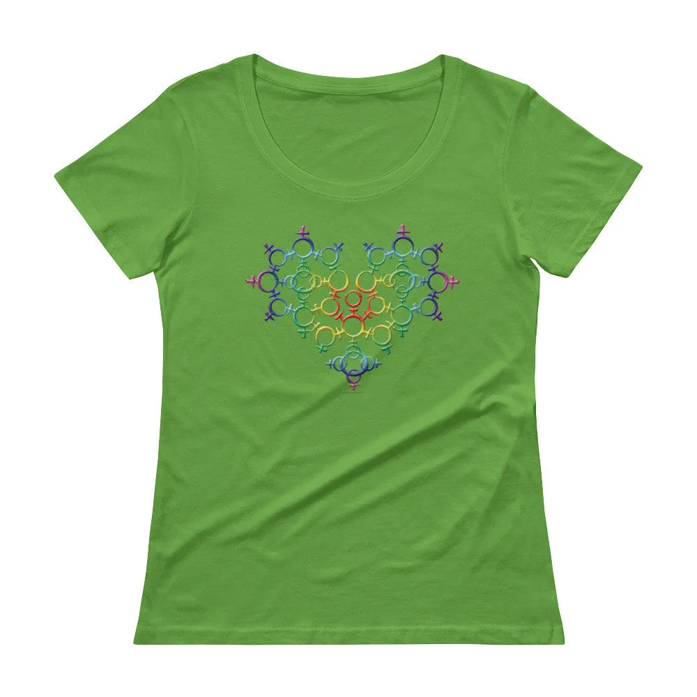 Rainbow Venus Heart Scoop Neck T-Shirt