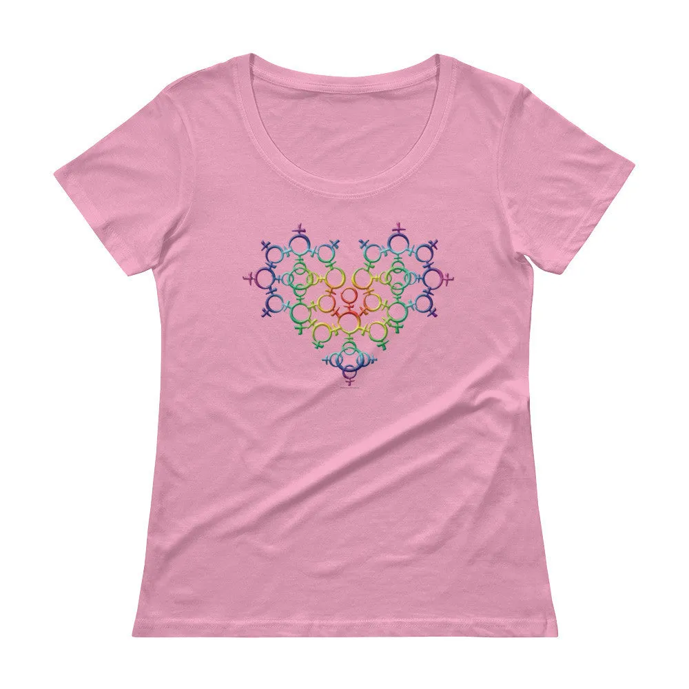 Rainbow Venus Heart Scoop Neck T-Shirt