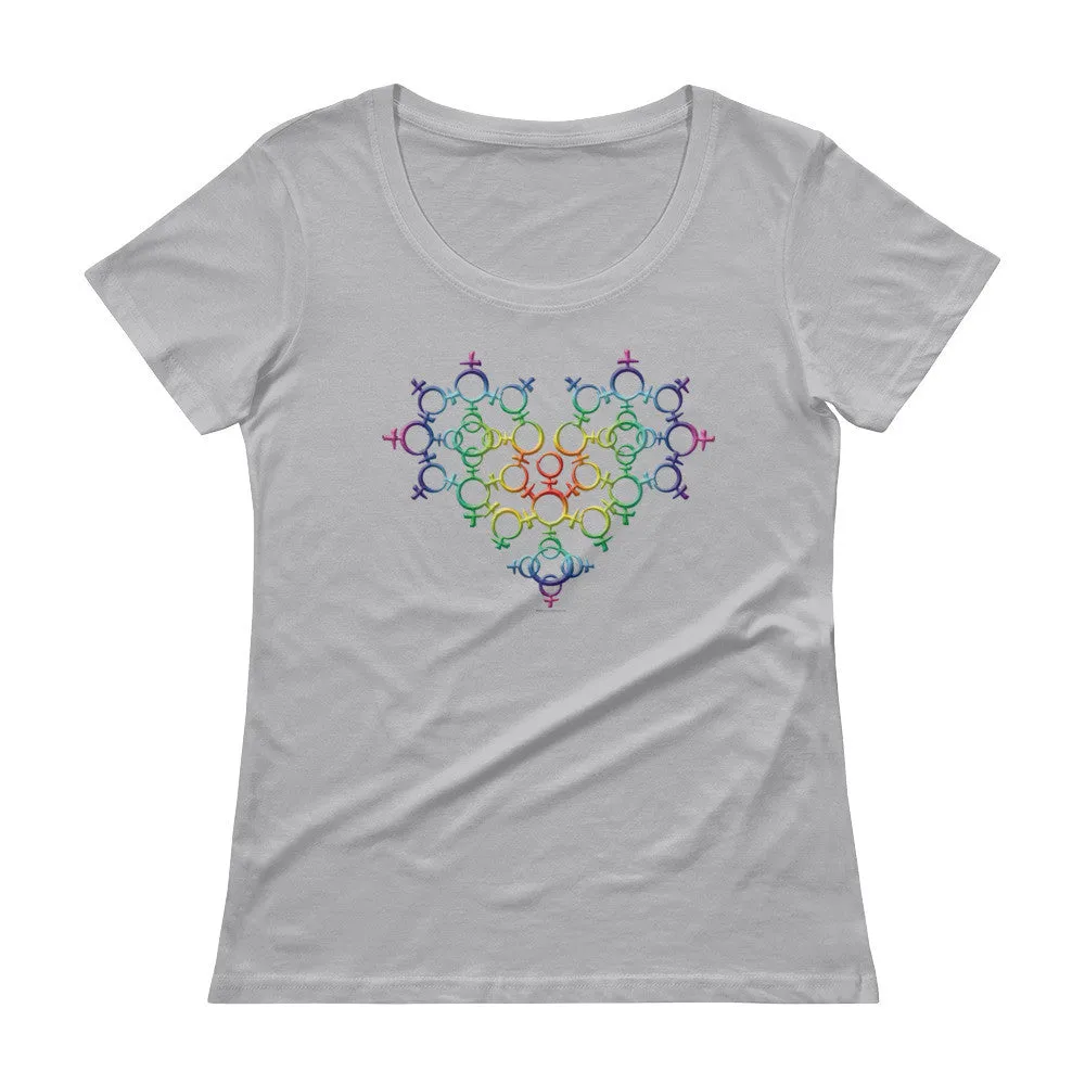 Rainbow Venus Heart Scoop Neck T-Shirt
