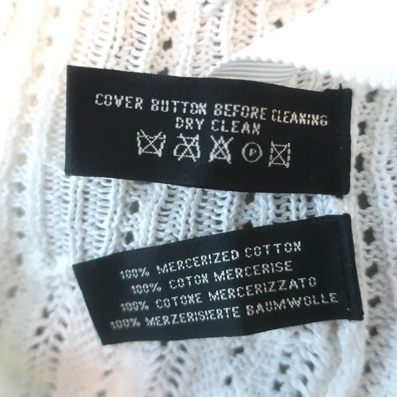 Ralph Lauren Black Label Crochet Flower-Embellished Knit Top Cream Size Medium