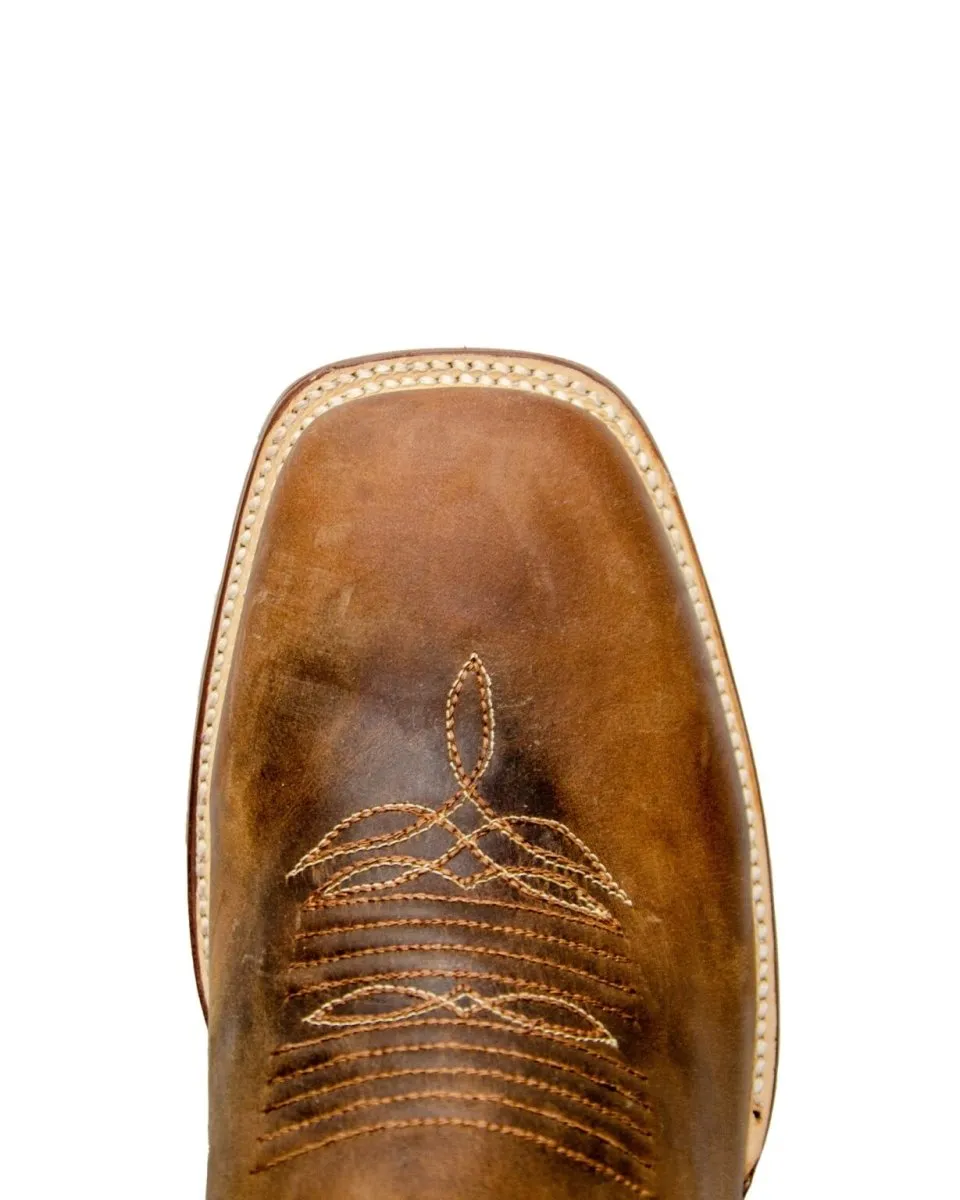 RANCHO SEMENTAL MEN’S Alamo Honey Western Boots Whit Barcelona Red Top
