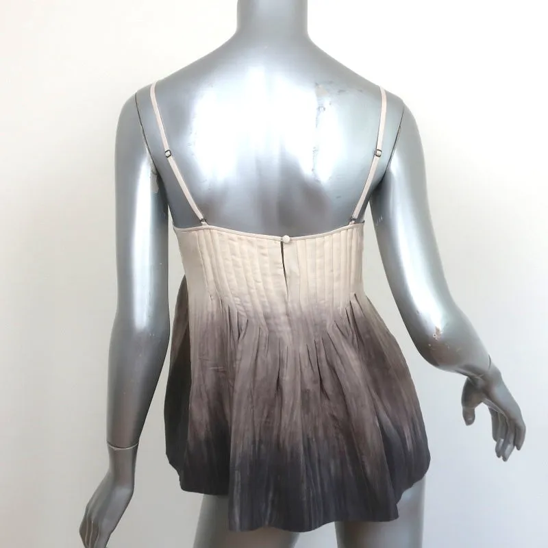 Rebecca Taylor Chain-Embellished Tank Top Cream/Gray Ombre Silk Size 6