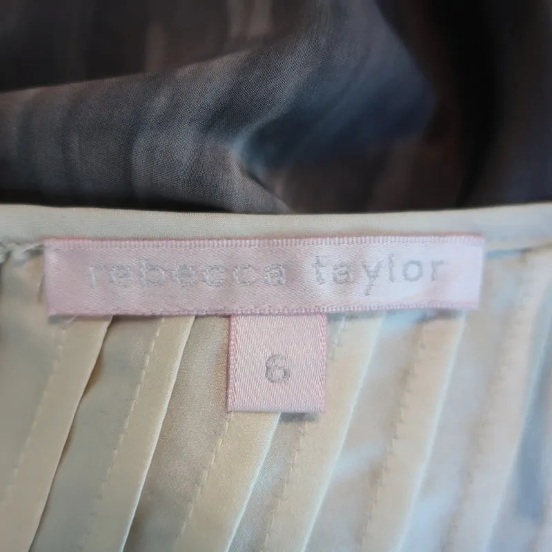 Rebecca Taylor Chain-Embellished Tank Top Cream/Gray Ombre Silk Size 6
