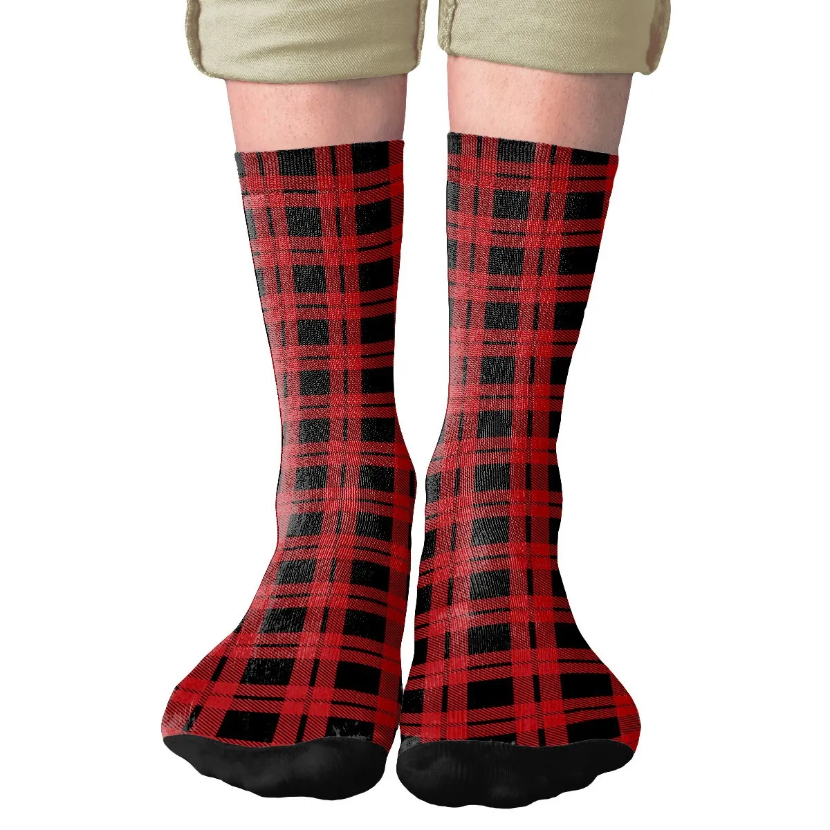 Red & Black Lumberjack Adult Crew Socks