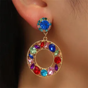 Red & Blue Crystal Cubic Zirconia-Accent Round Drop Earrings