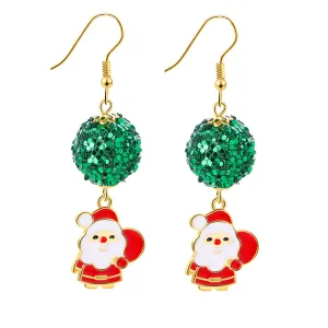 Red & Green 18K Gold-Plated Sequin Santa Claus Drop Earrings