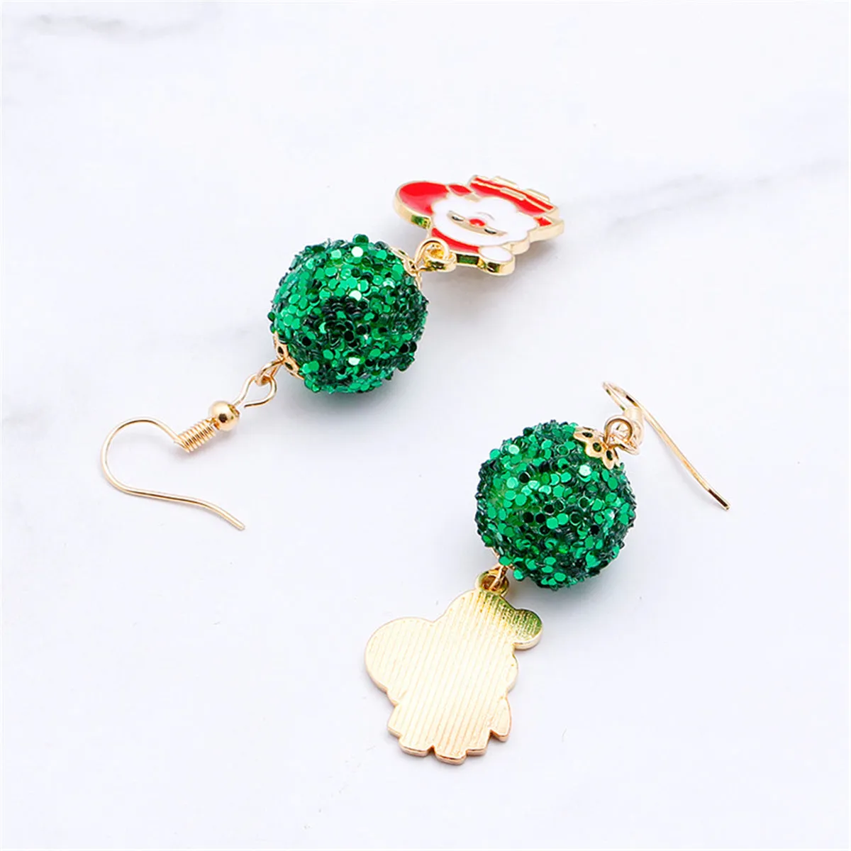 Red & Green 18K Gold-Plated Sequin Santa Claus Drop Earrings
