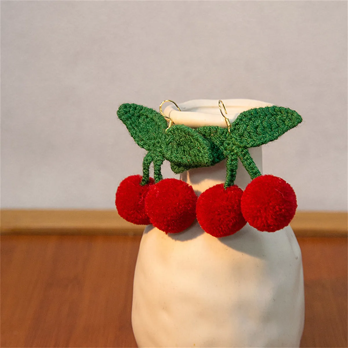 Red & Green Cherry Drop Earrings