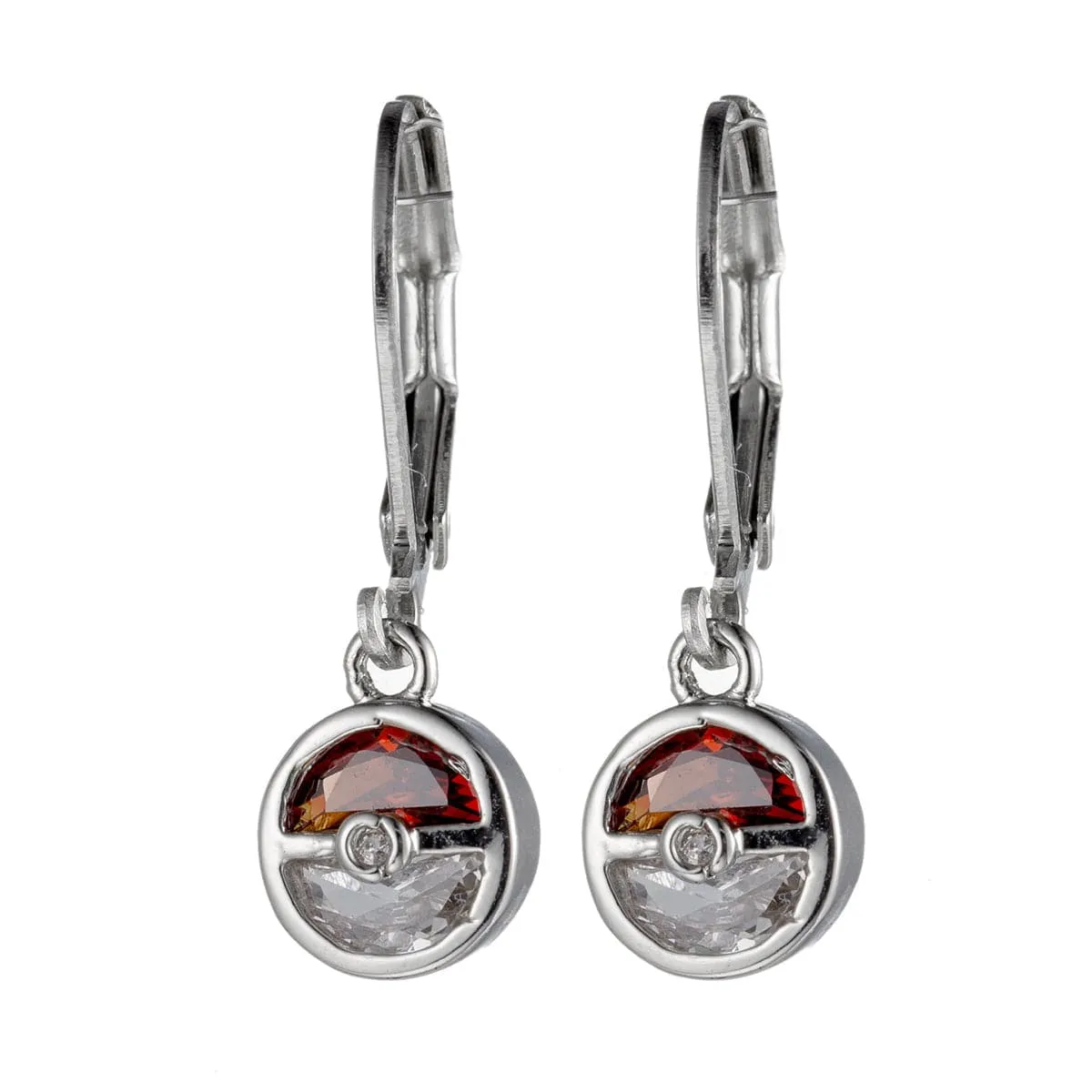 Red Crystal & Silver-Plated Ball Leverback Earrings