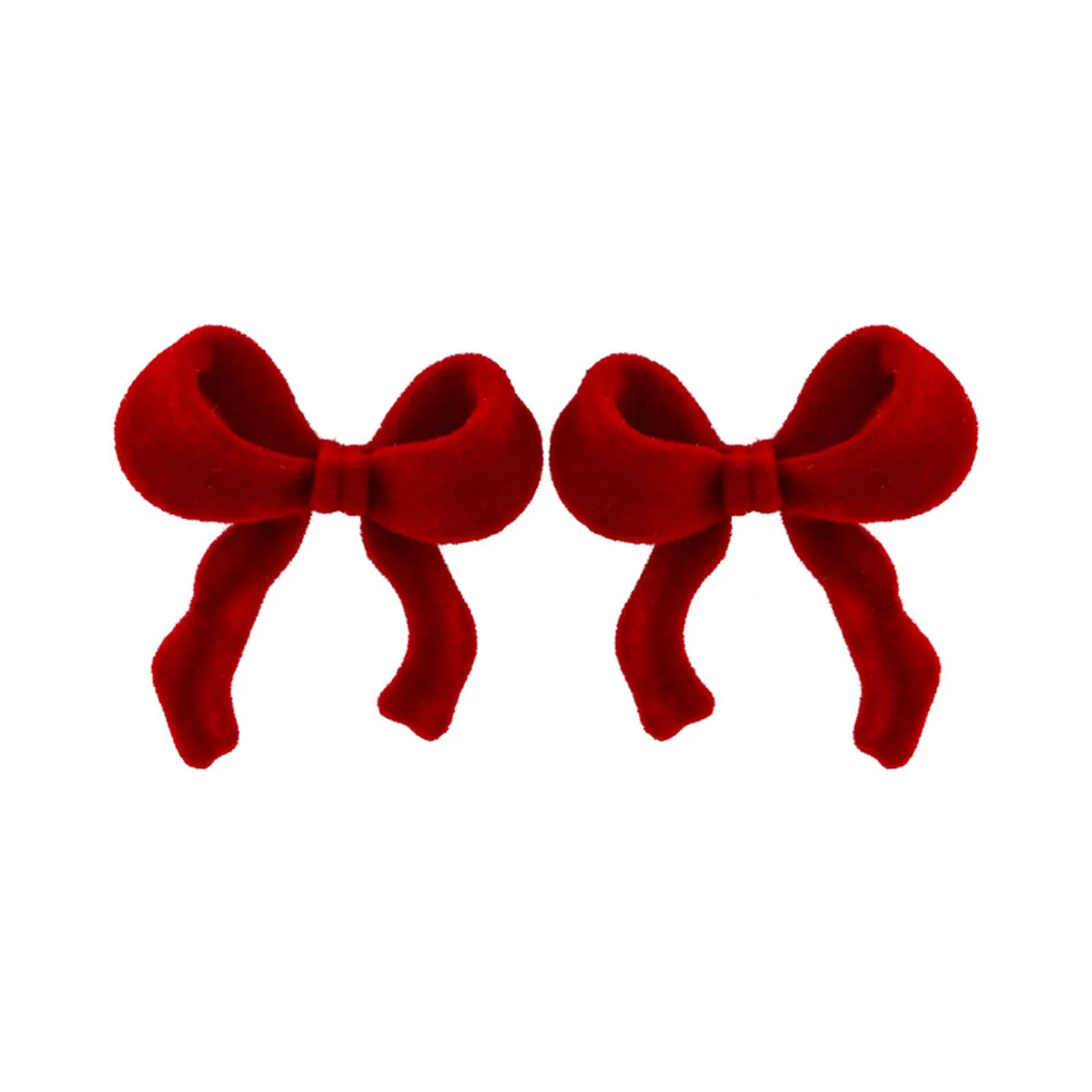 Red Velvet Bow Stud Earrings