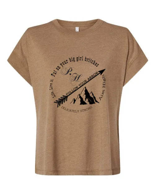 Relaxed Vintage Wash Tee Branded Circle Graphic - Pretty Hunter