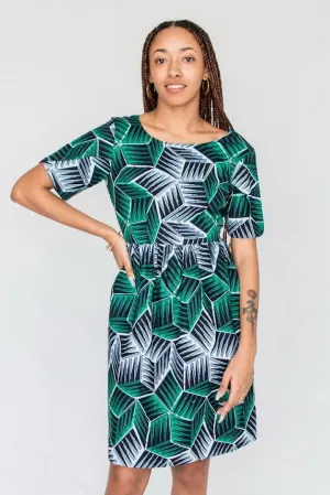Remi Gather dress in green water color