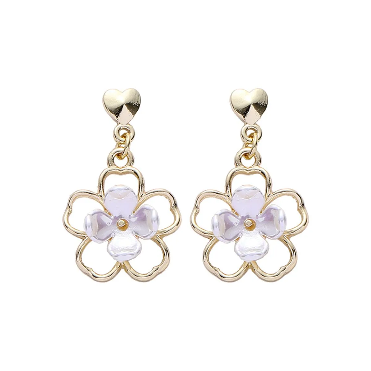 Resin & Gold-Plated Flower Drop Earrings