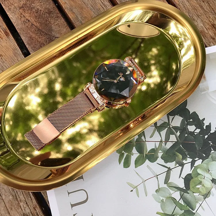 Rhombus-shaped Mirror Women's Watch