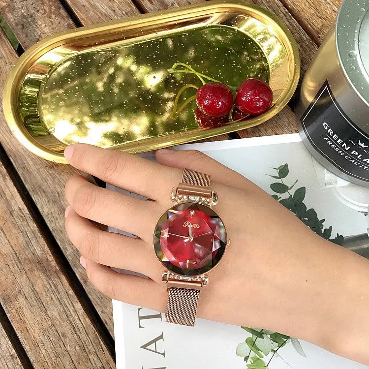 Rhombus-shaped Mirror Women's Watch