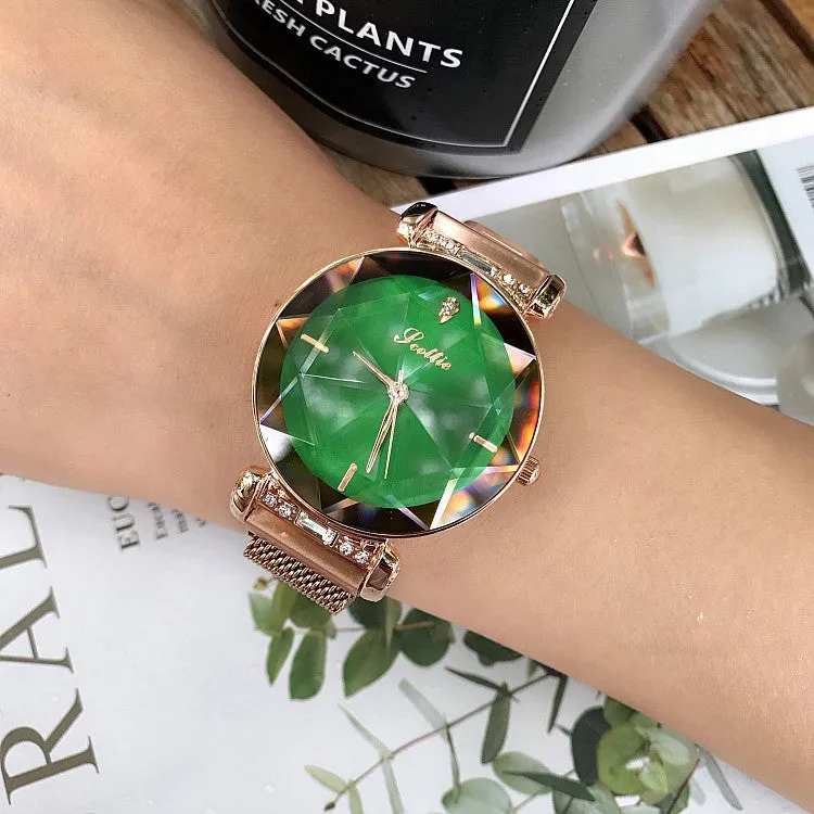 Rhombus-shaped Mirror Women's Watch