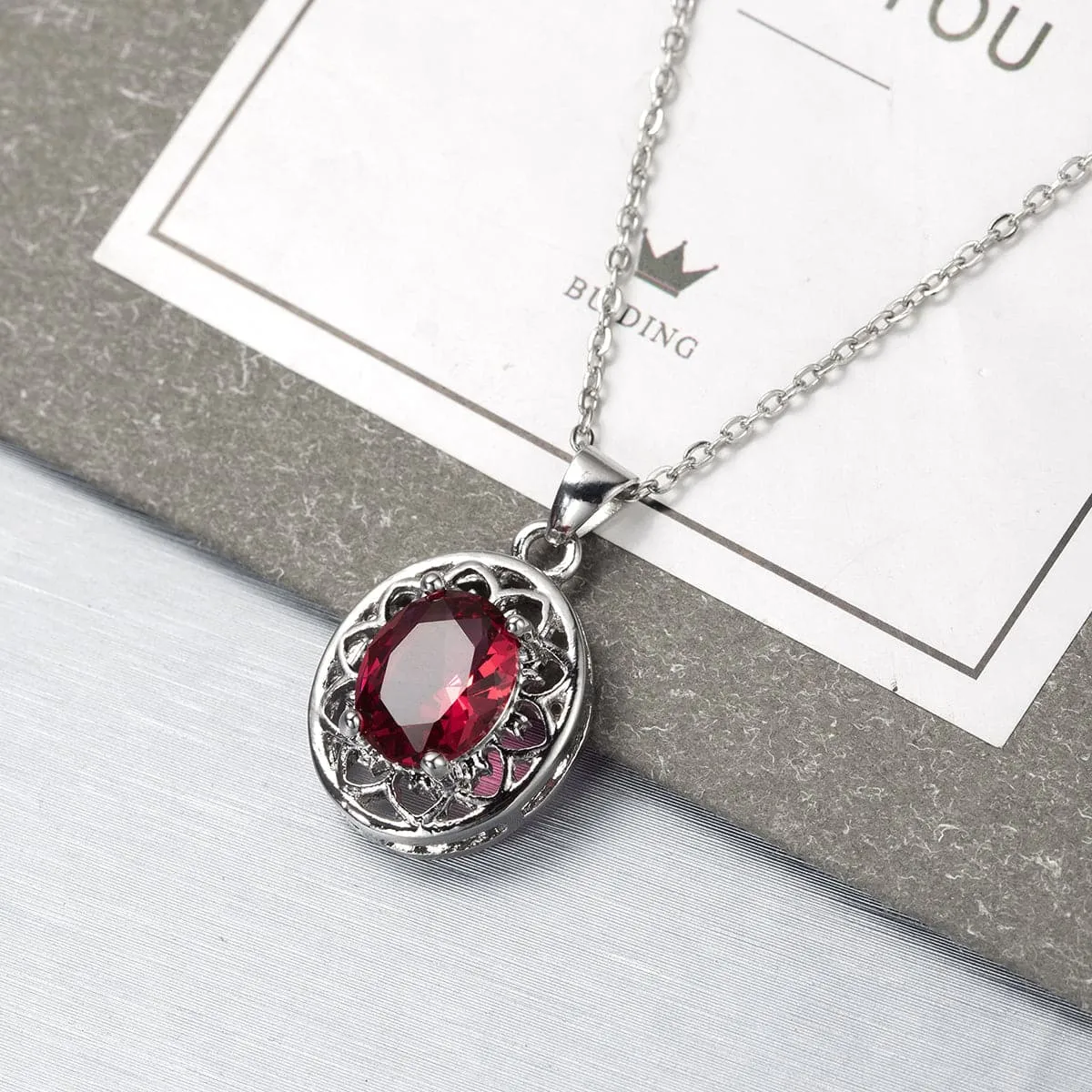 Rose Crystal & Silver-Plated Floral Pendant Necklace