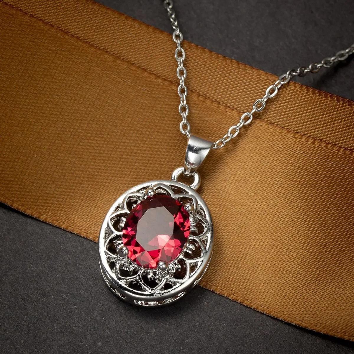 Rose Crystal & Silver-Plated Floral Pendant Necklace
