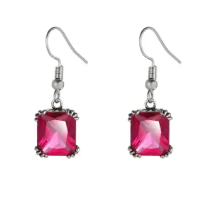 Rose Crystal & Silver-Plated Princess-Cut Drop Earrings