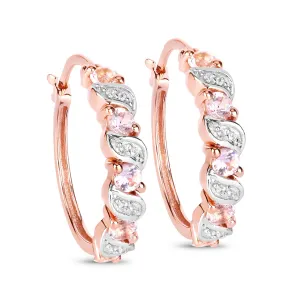 Rose Gold Genuine Morganite Hoop Earrings