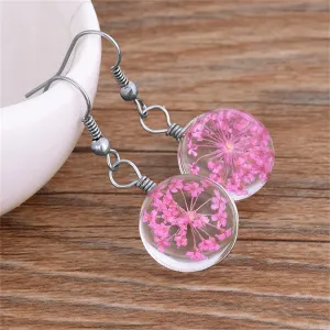 Rose Gypsophila & Silver-Plated Drop Earrings
