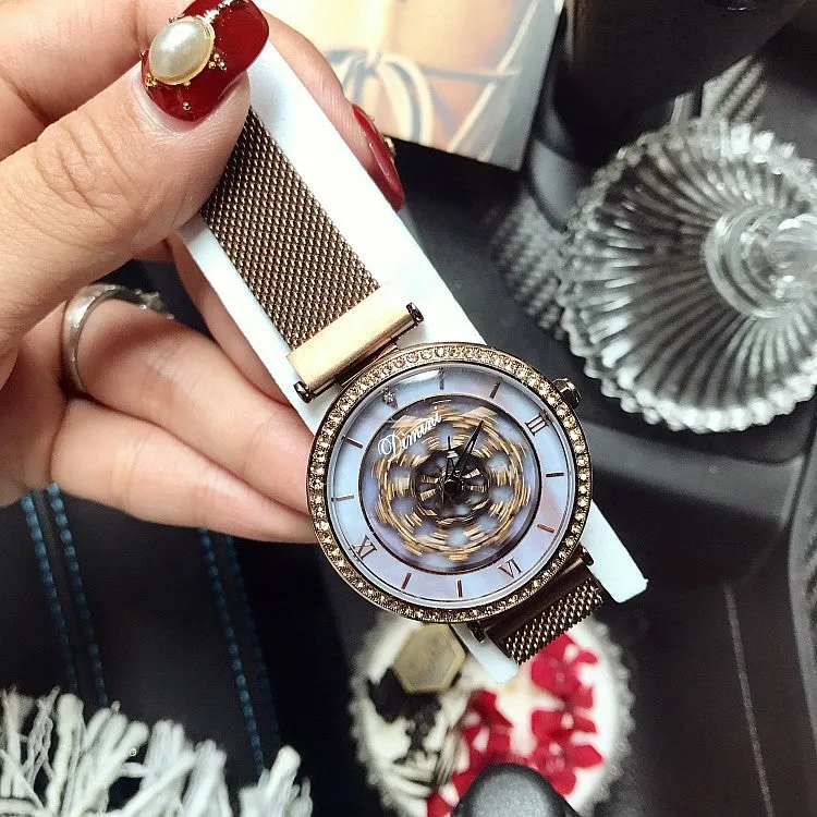 Rotatable Flower Magnetic Strap Women's Watch