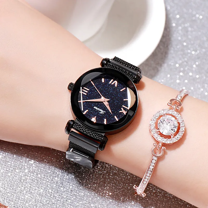 Round Dial Irregular Mirror Women's Watch