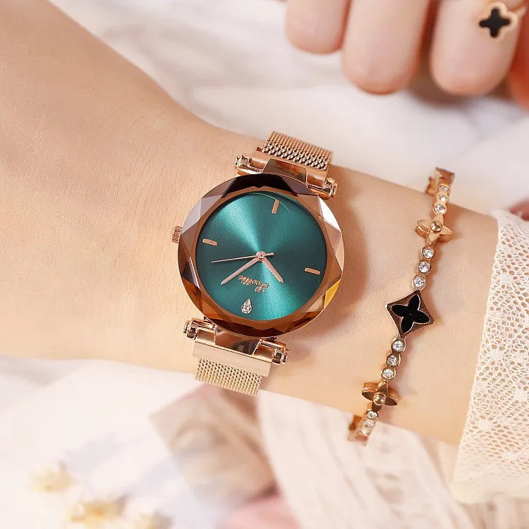 Round Dial Magnetic Strap Women's Watch