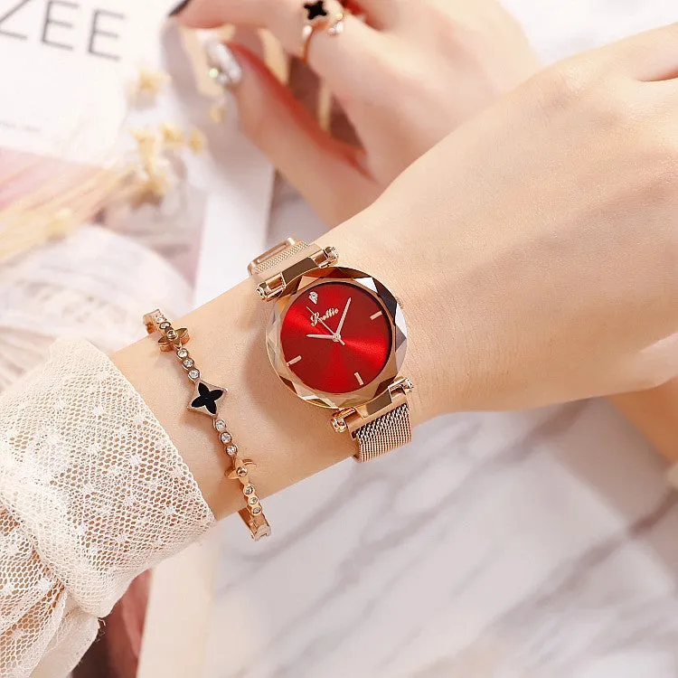 Round Dial Magnetic Strap Women's Watch