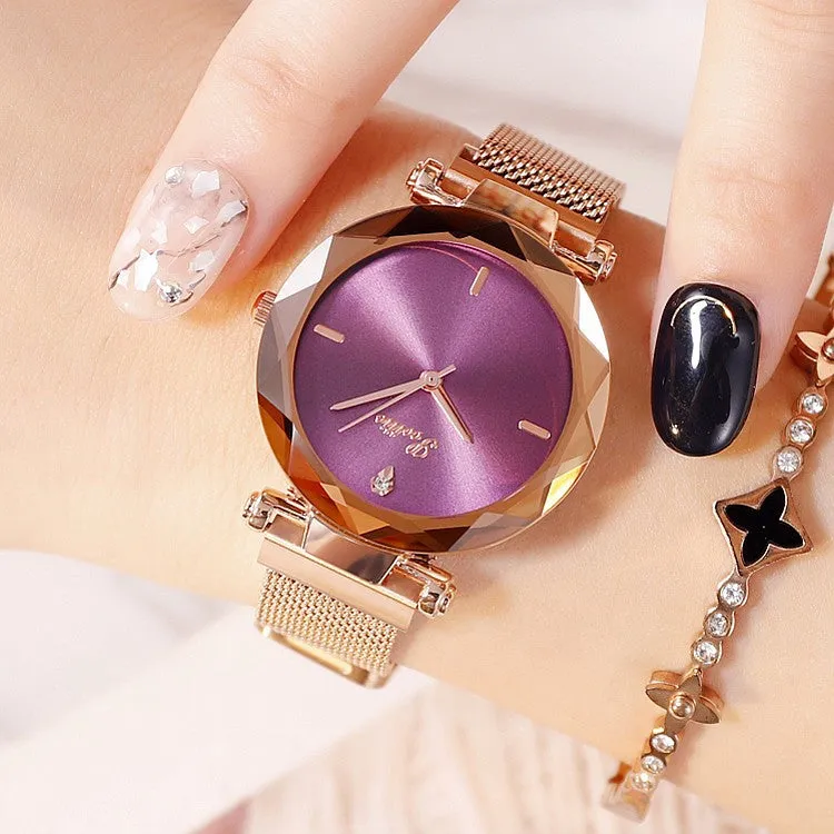 Round Dial Magnetic Strap Women's Watch