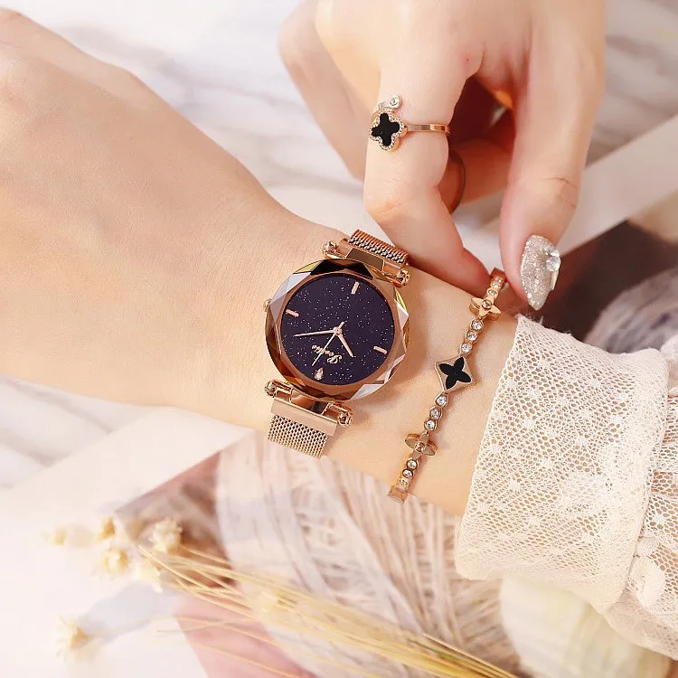Round Dial Magnetic Strap Women's Watch