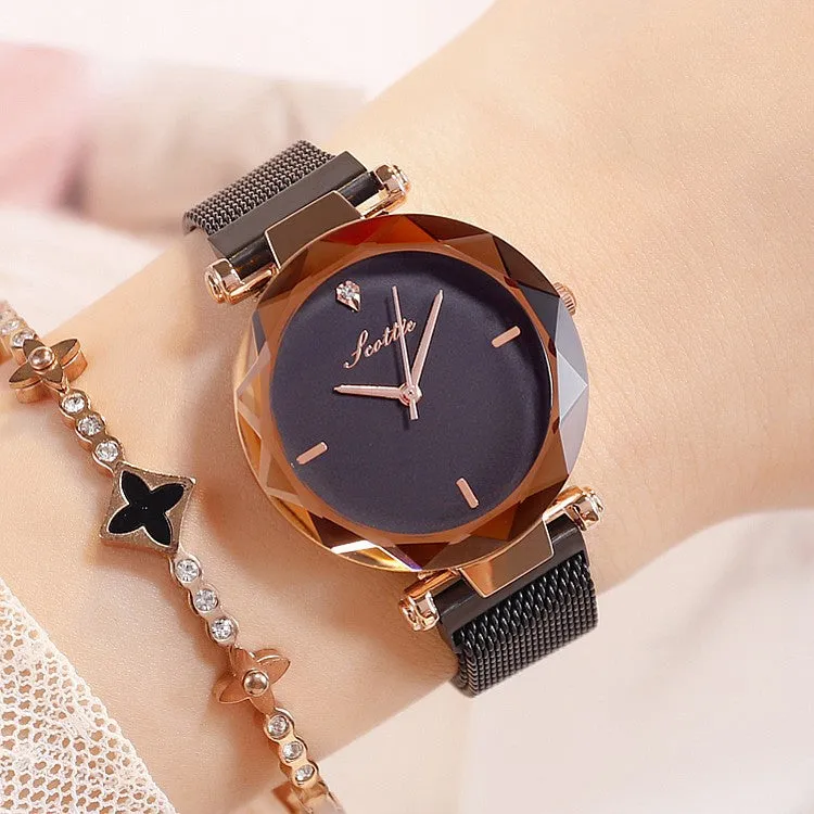 Round Dial Magnetic Strap Women's Watch