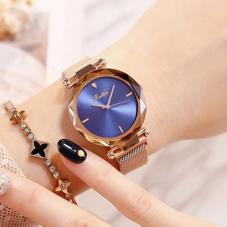Round Dial Magnetic Strap Women's Watch