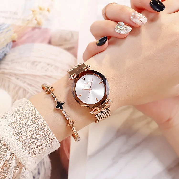 Round Dial Magnetic Strap Women's Watch