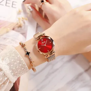 Round Dial Magnetic Strap Women's Watch