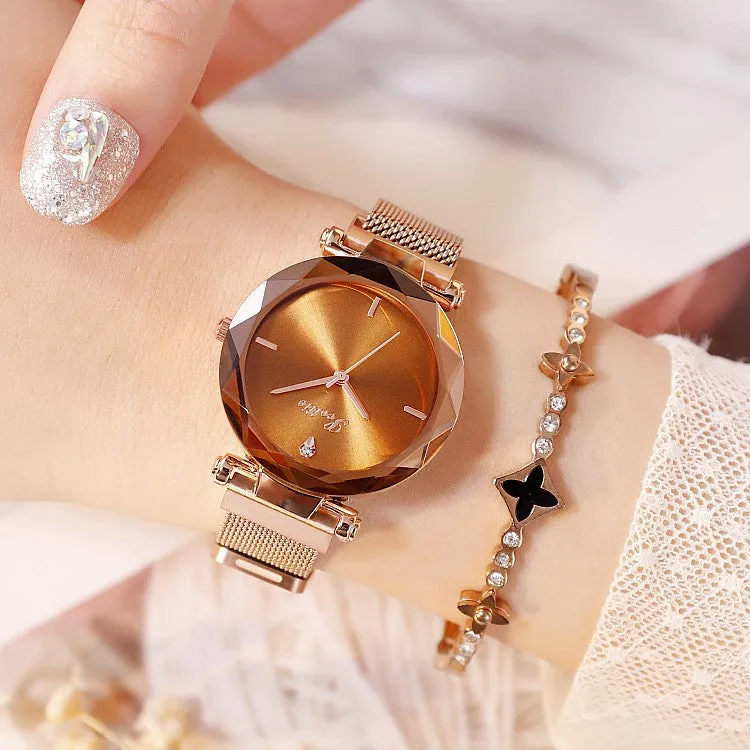 Round Dial Magnetic Strap Women's Watch