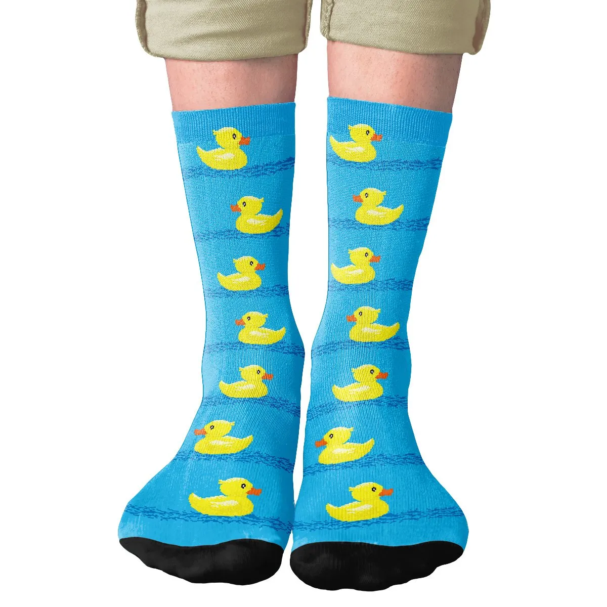 Rubber Ducks 8-Bit Adult Crew Socks