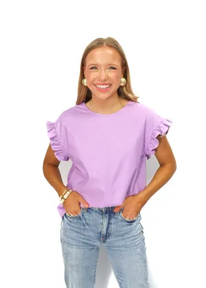 Ruffle Detail Sleeve Top - Lavender