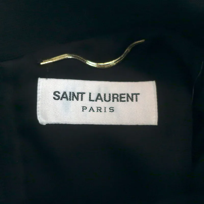 Saint Laurent Crystal-Embellished Collared Mini Dress Black Wool Cady Size 40